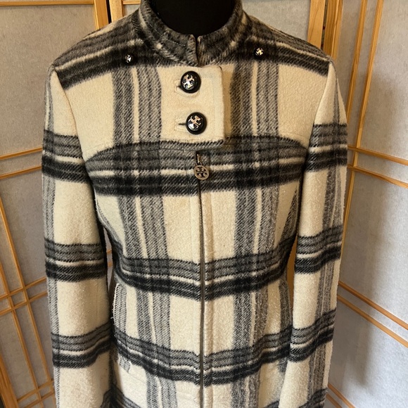 Tory Burch Jackets & Blazers - Tory Burch Plaid Women's Coat in Black and Cream Vintage